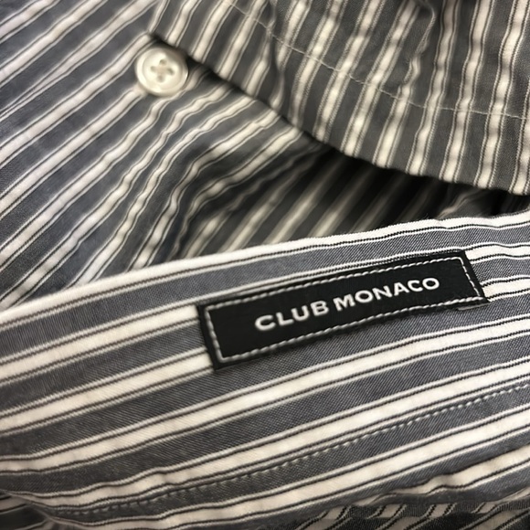 Club Monaco Short Sleeve Camp Collar Seersucker Button Down Shirt Grey - M - NWT - Picture 10 of 10
